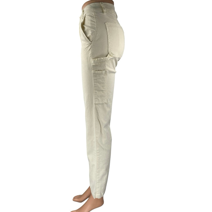 American Eagle Women's White Mid Rise Straight Leg Trousers Denim Jeans Pants 0