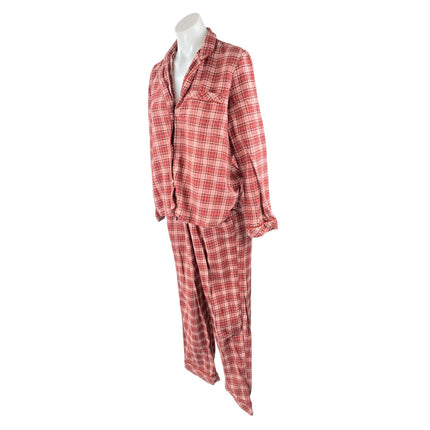 Madewell Red Plaid Check Button Down Long Sleeve Wide Leg Sleepwear Pajama Set M