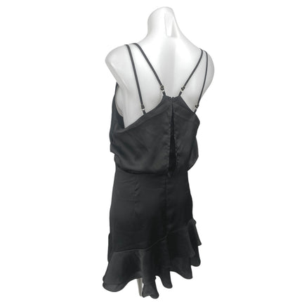 NEW Lulus Black Silky Satin Sleeveless Ruffle Cami Camisole Mini Tank – Brie