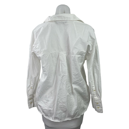 Zara Women's White Long Sleeve Cotton Career Button Down Shirt Top Size XS