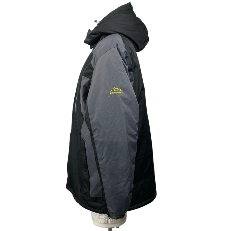 Outdoor Sport Men's Black Full Zip Long Sleeve Hooded Windbreaker Jacket Sz 3XL