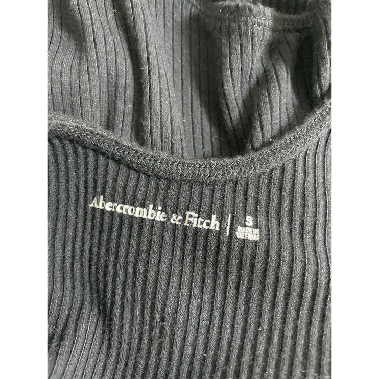 Abercrombie & Fitch Black Ribbed Knit V Neck Tie Bow Tank Bodysuit Top Size S