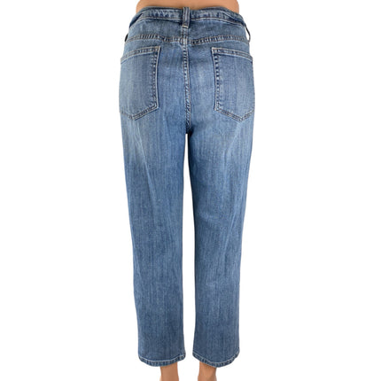 Jennifer Lopez Womens Blue Rhinestone High Rise Straight Leg Denim Jeans Size 10