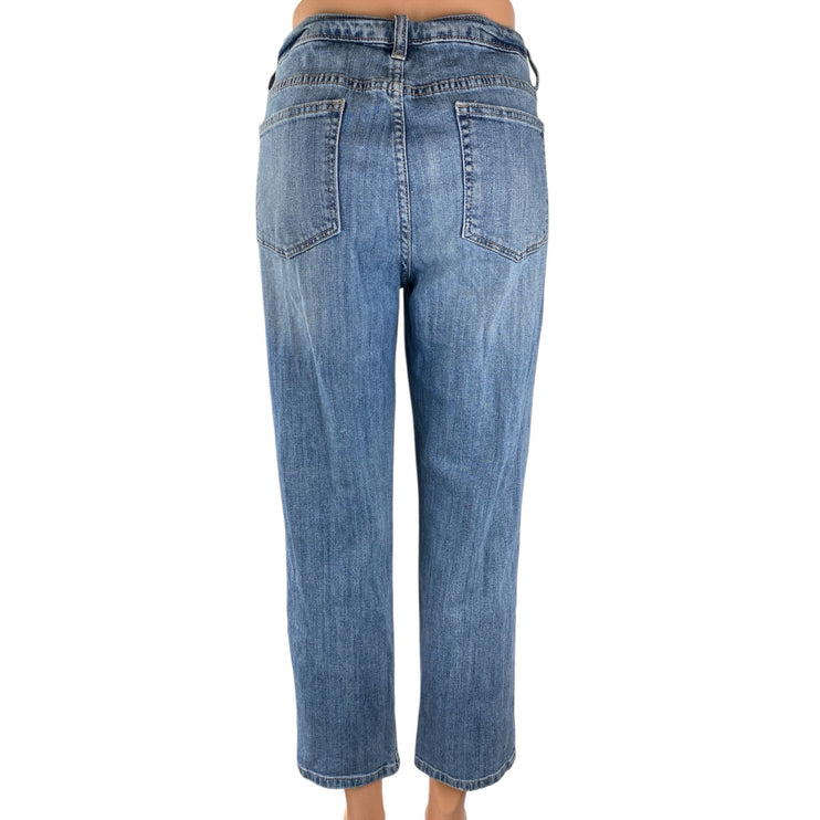 Jennifer Lopez Womens Blue Rhinestone High Rise Straight Leg Denim Jeans Size 10