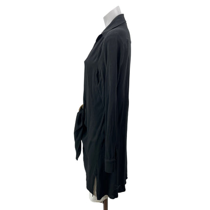PQ Swim Millie Womens Black Long Sleeves Gold Ring Buckle Collared Cover Up XS/S