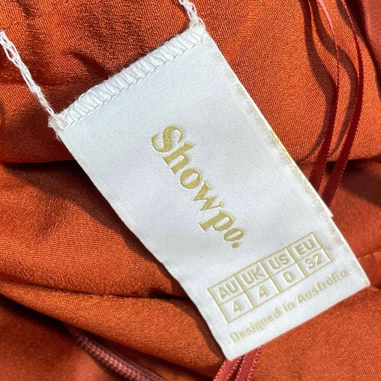 Showpo Women's Orange Sleeveless Cross Back Slit Maxi Flared A-Line Tank Dress 0