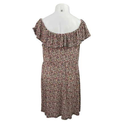MNG Mango Women's Multicolor Floral Ruffles Off Shoulder Mini A-Line Dress 1XL