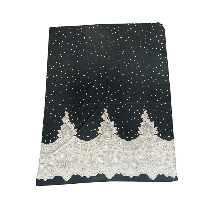 NEW Wrapped Women's Black Beige Lace Trim Polka Dot Shawl Wrap Scarf One Size