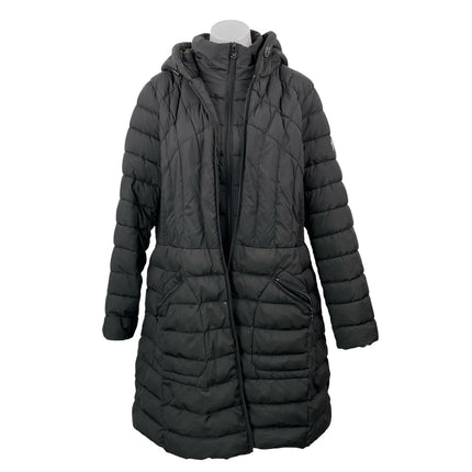 Bernardo Black Long Sleeves Front Zip Quilted Hooded Puffer Coat Jacket Size 1X