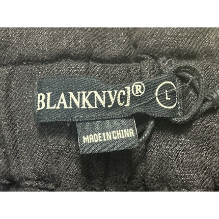 Blank NYC  Black Linen High Rise Drawstring Paperbag Wide Leg Trousers Pants L