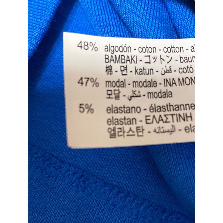 Zara Blue Crew Neck Short Sleeve Slim Fit Crop Baby Tee Basic T-Shirt Top Size L