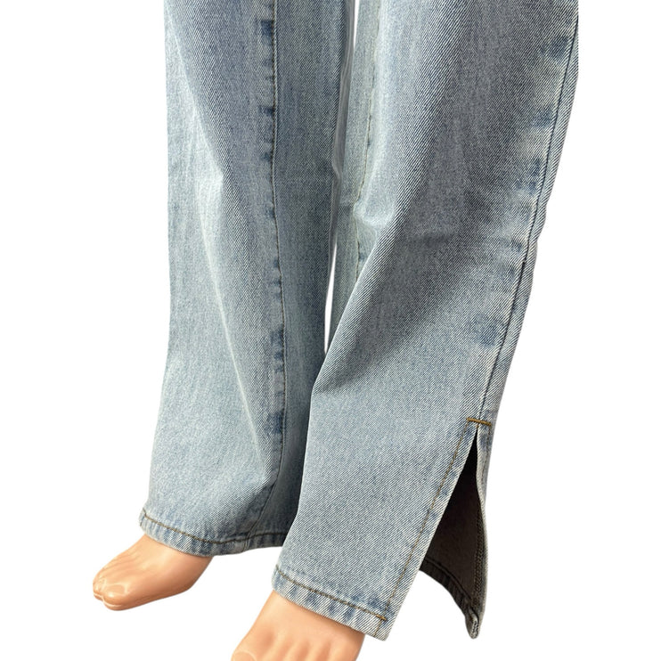 Lioness Women's Blue Light Wash High Waisted Wide Leg Denim Jeans Pants Size S