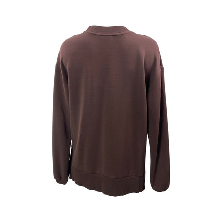Varley Women's Brown Long Sleeves Oversized Pullover Sweatshirt Sweater Top Sz S