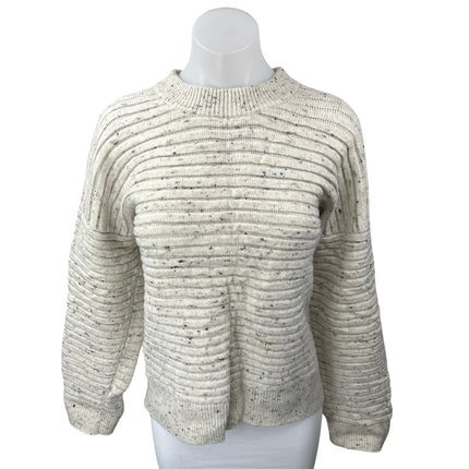 Madewell White Black Crew Neck Oversized Knit Cozy Pullover Sweater Top Size L