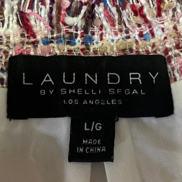 Laundry by Shelli Regal Multicolor Tweed Long Sleeve Blazer Cardigan Jacket L