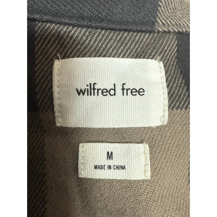 Aritzia Wilfred Brown Plaid Checkered Long Sleeve Button Down Shirt Top Size M