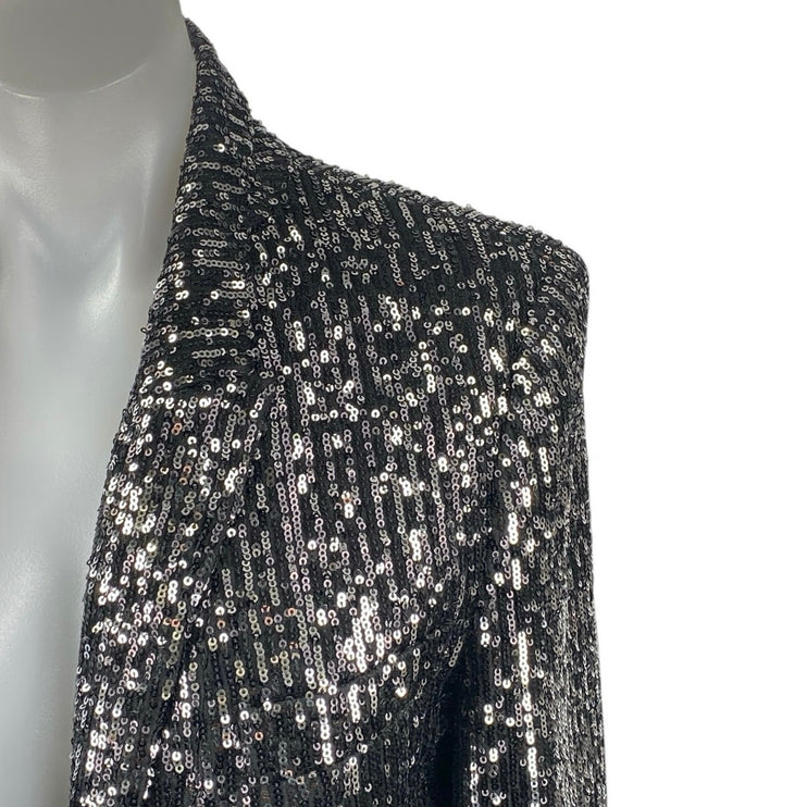 Zara Women's Black Sequin Long Sleeve Sparkly Shimmer Blazer Coat Jacket Size S