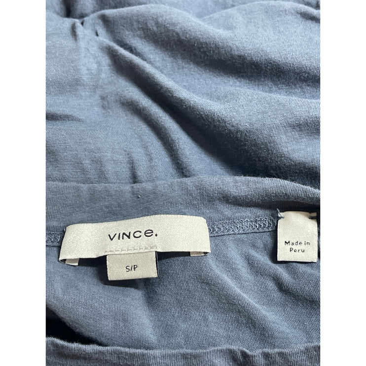 Vince Women's Blue Half Sleeve Crew Neck Basic Pullover T Shirt Tee Top Size S