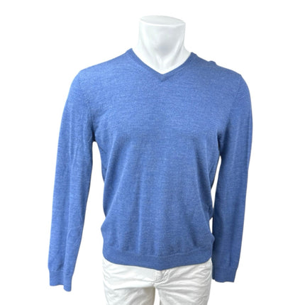 Calvin Klein 100% Wool Men's Blue Knit Long Sleeve V-Neck Sweater Top Size M