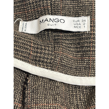 Mango Suit Plaid High Rise Pleated Carrot Barrel Tapered Trousers Dress Pants S