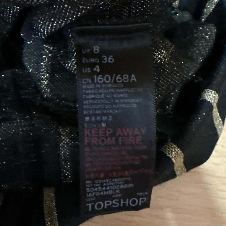 Topshop Black Gold Metallic Striped High Rise Flare Bootcut Bell Bottom Pants 4
