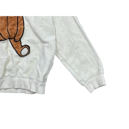 Mini Rodini Kids Cream Teddy Bear Patch Crew Neck Long Sleeve Sweater Top 8-9YO