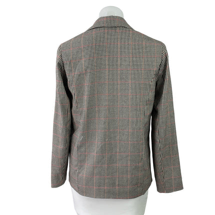 June & Hudson Black White Checkered Double Breasted Long Sleeve Blazer Jacket XS
