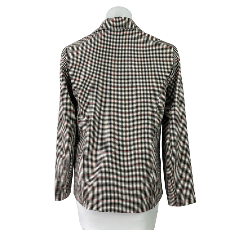June & Hudson Black White Checkered Double Breasted Long Sleeve Blazer Jacket XS