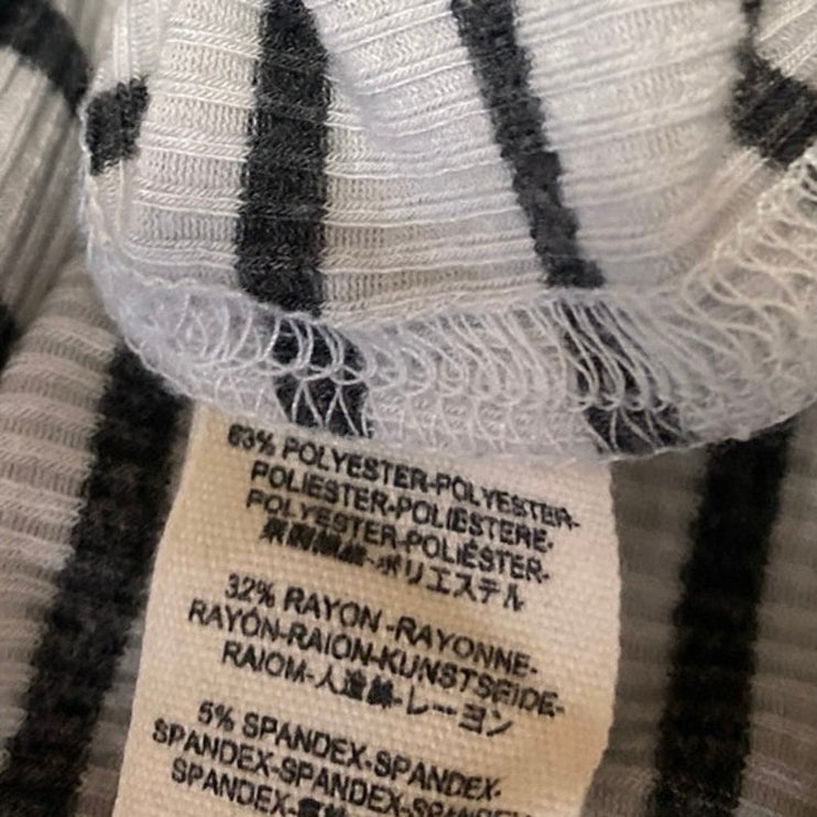 Free People Good Find White Black Striped Ruffle Long Bell Sleeve Sweater Top XS