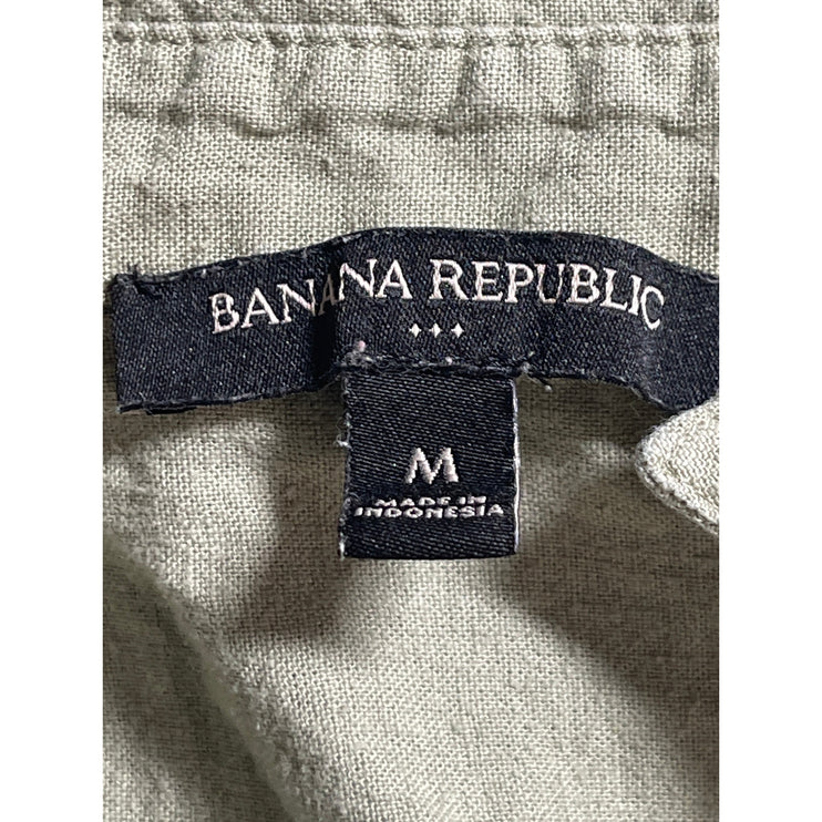 Banana Republic Women's Green Linen Long Sleeve Button Down Shirt Top Size M