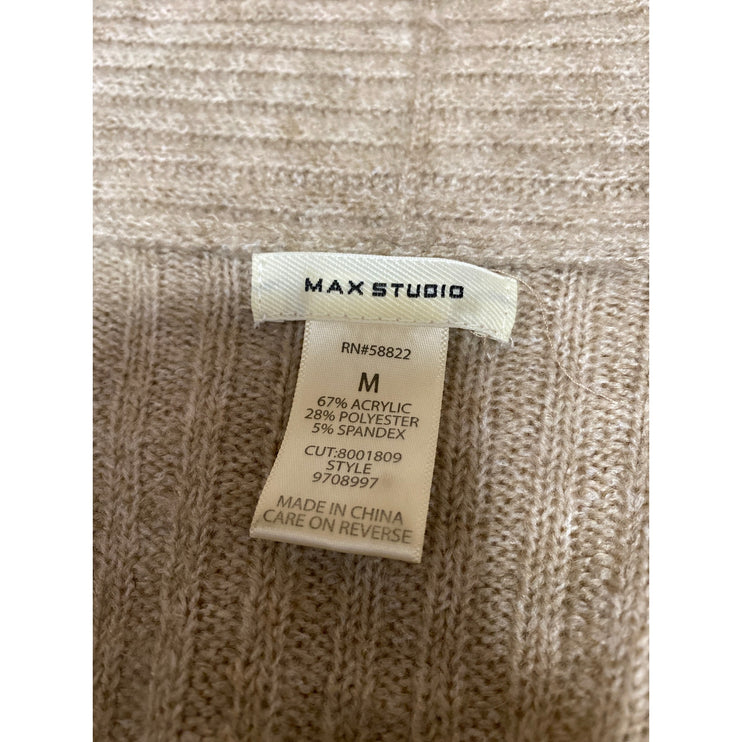 Max Studio Women's Beige Tan Rib Knit Long Sleeve Oversized Wrap Sweater Top M