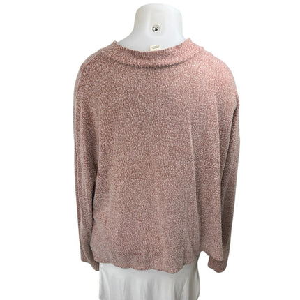 Abound Women's Pink Tan Knit Long Sleeve High Neck Sweater Sweatshirt Top Sz 3X