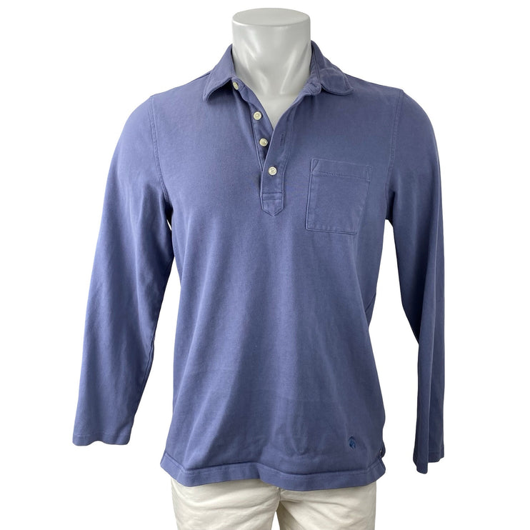 Brooks Brothers Men Blue Long Sleeve Pocket Golf Casual Polo Shirt Top Size M