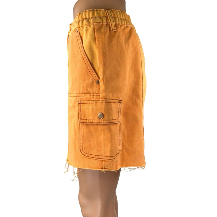 Urban Outfitters BDG Women's Orange Frayed Raw Hem Straight Leg Cargo Shorts S