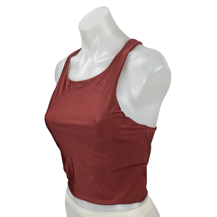 Athleta Purpose Crop Bra D-DD Red Racerback Yoga Workout Athletic Crop Top Sz S