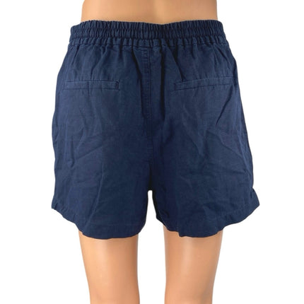 J.Crew Women's Navy Blue Linen Drawstring High Rise Mini Casual Shorts Size XS