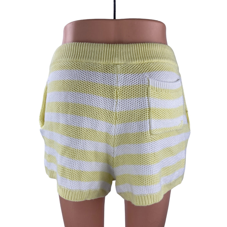Pink Victoria's Secret Yellow White Striped Knit High Rise Beach Mini Short Sz M