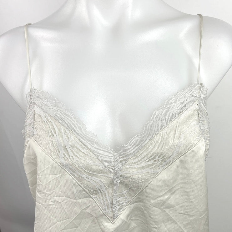 Express Satin White Lace V Neck Spaghetti Strap Camisole Tank Top Size S