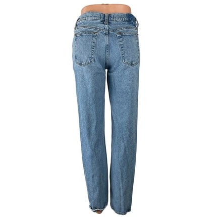 Abercrombie & Fitch The Straight Mid Rise Blue Relaxed Denim Jeans Size 27