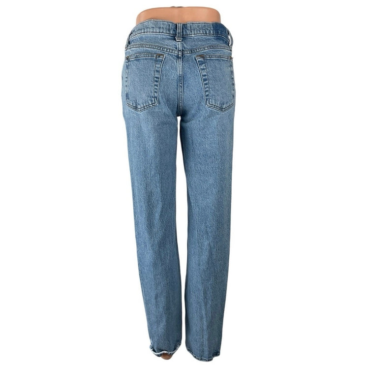 Abercrombie & Fitch The Straight Mid Rise Blue Relaxed Denim Jeans Size 27