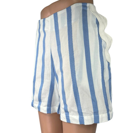 NEW STS Sail to Sable White Blue Ric Rac Striped High Waist Casual Shorts Size L