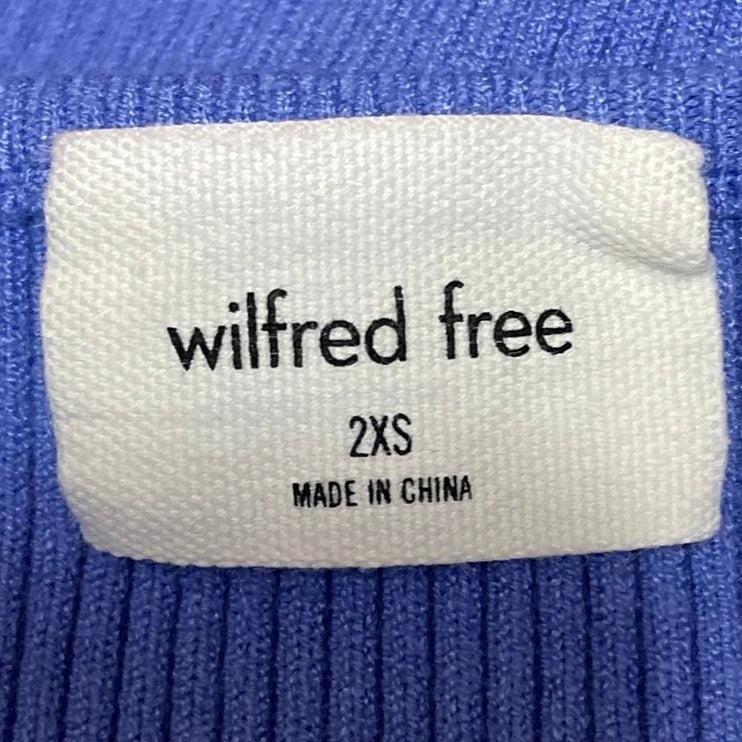 Aritzia Wilfred Free Blue Ribbed Knit Cutout Waist Mini Bodycon Dress Size 2XS