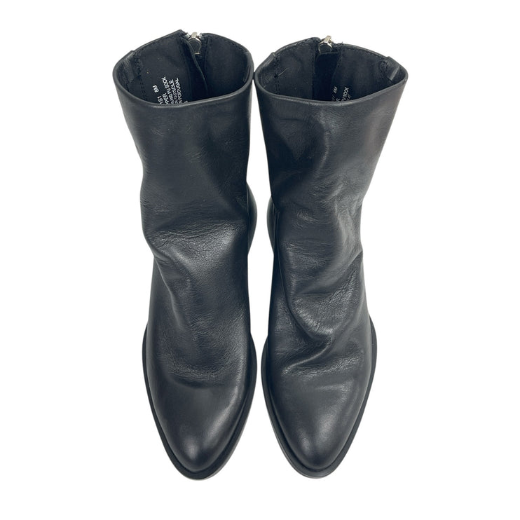 NWOB Steve Madden Nexie Women's Black Leather Pointed Toe Zip Ankle Boots Size 8