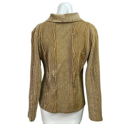 Harve Benard Women's Tan Velvet Velour Button Front Blazer Coat Jacket Size 8