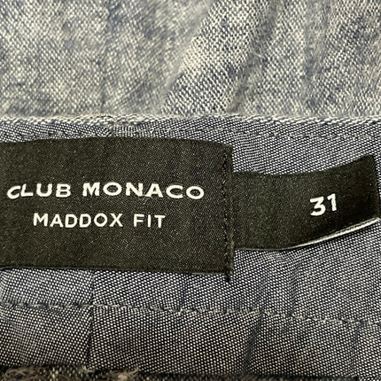 Club Monaco Maddox Fit Mens Gray Linen Blend Slim Straight Leg Chino Shorts 31
