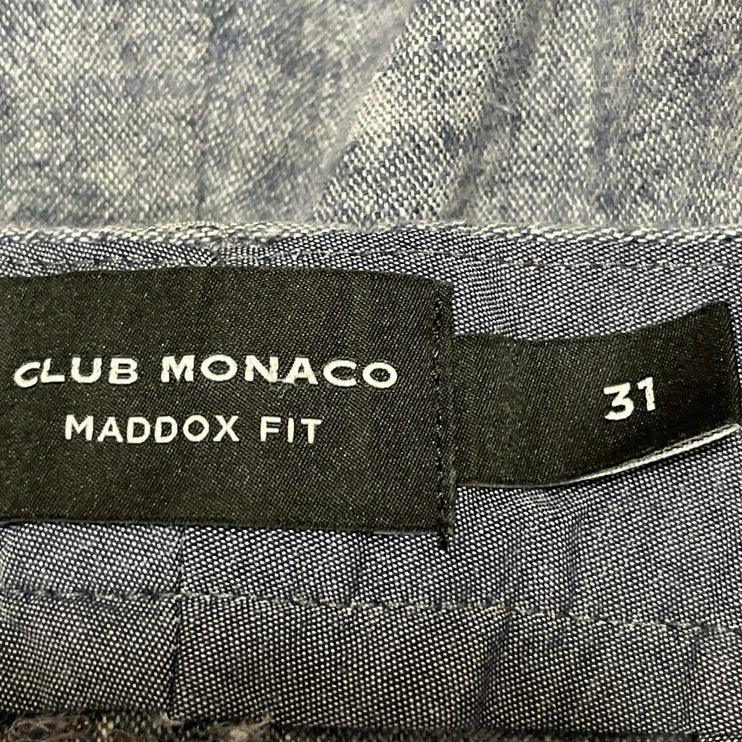 Club Monaco Maddox Fit Mens Gray Linen Blend Slim Straight Leg Chino Shorts 31