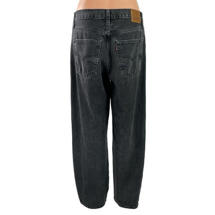 Levi's Baggy Dad Womens Black High Waist Relaxed Wide Leg Denim Jeans Pants 28