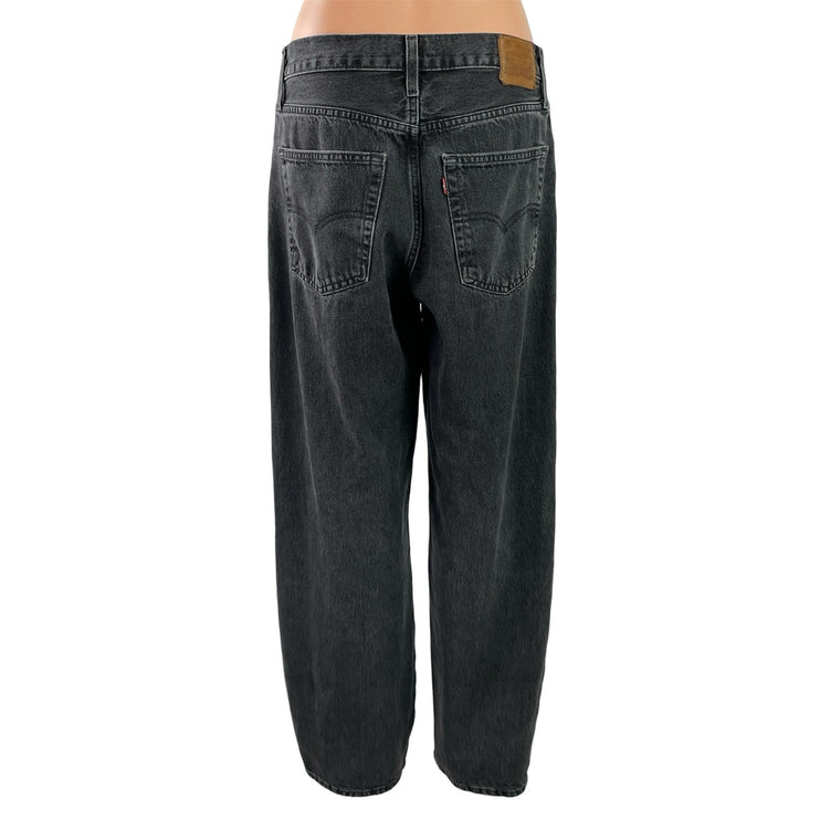 Levi's Baggy Dad Womens Black High Waist Relaxed Wide Leg Denim Jeans Pants 28