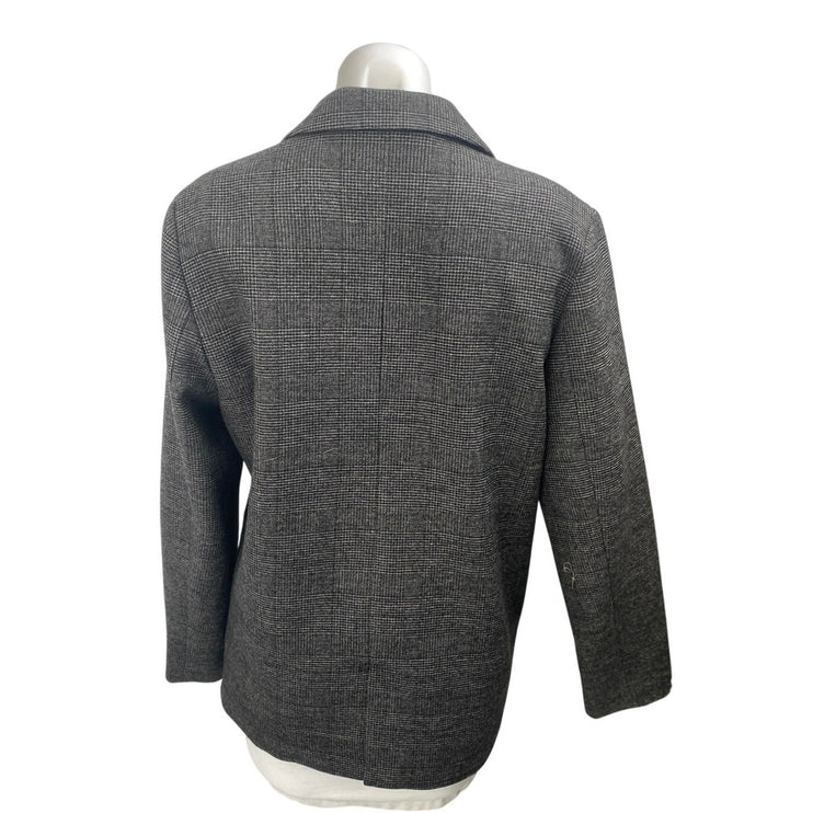 Urban Outfitters Gray Plaid Double Breasted Long Sleeve Blazer Coat Jacket Sz M