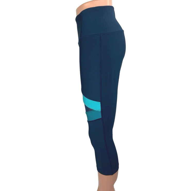 Jockey Blue Athletic Yoga Mid-Rise Fitted Workout Capri Tight Leggings Size M